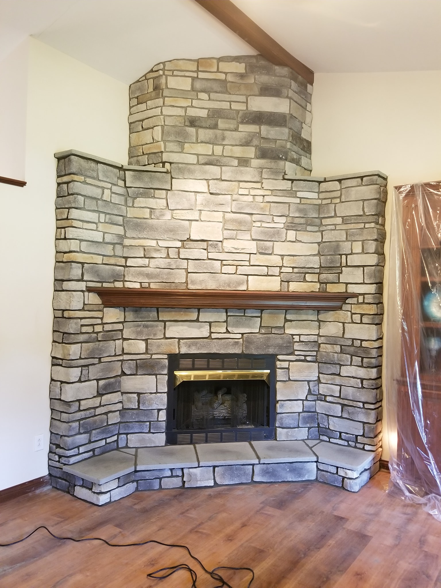 Custom-designed Stonework Fireplace